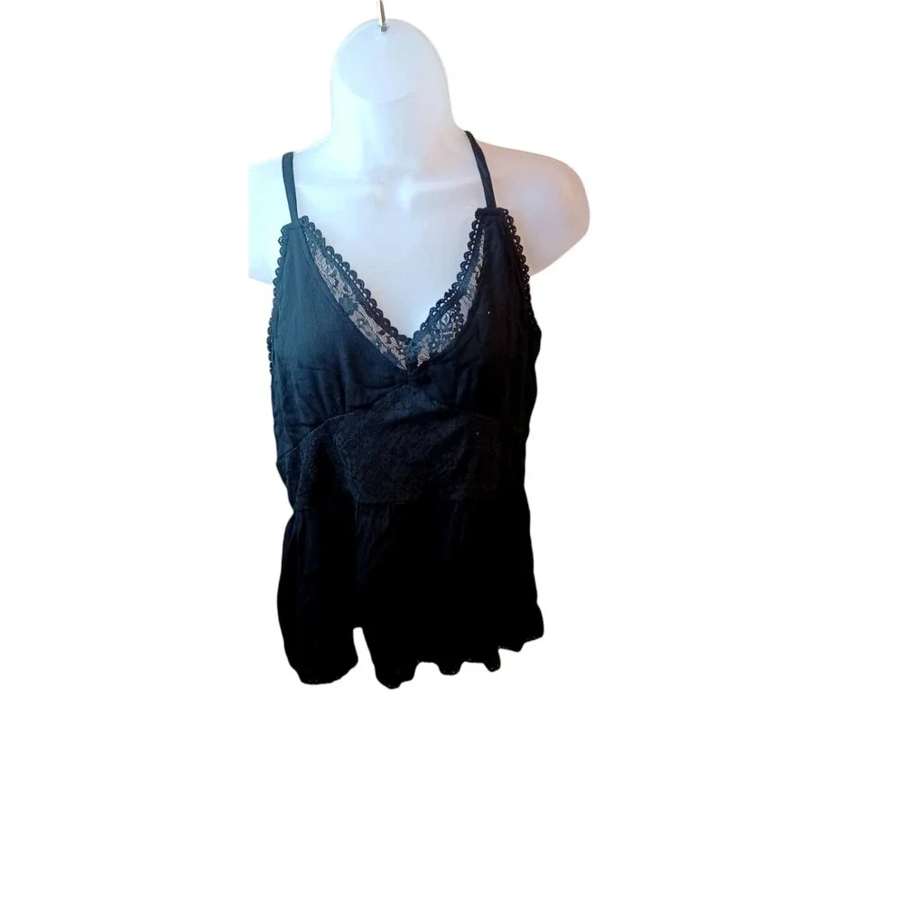 American Rag Cie Wrap Back Lace Sleeveless Camisole in Classic Black, Size XL - Picture 1 of 4